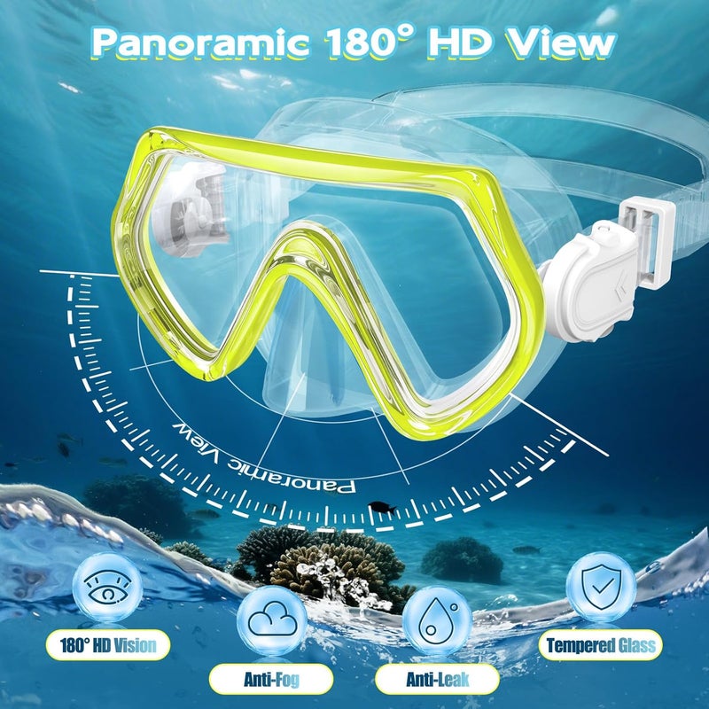 ZipAura Snorkeling Gear for Kids, Kids Snorkel Set for Ages 3-14, Anti-Fog Diving Mask and Dry Top Snorkel Combo Set, Unisex Swimming Goggles - Image 3